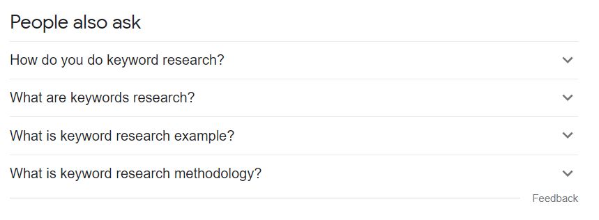 Google search, serp, people also ask for, keyword research